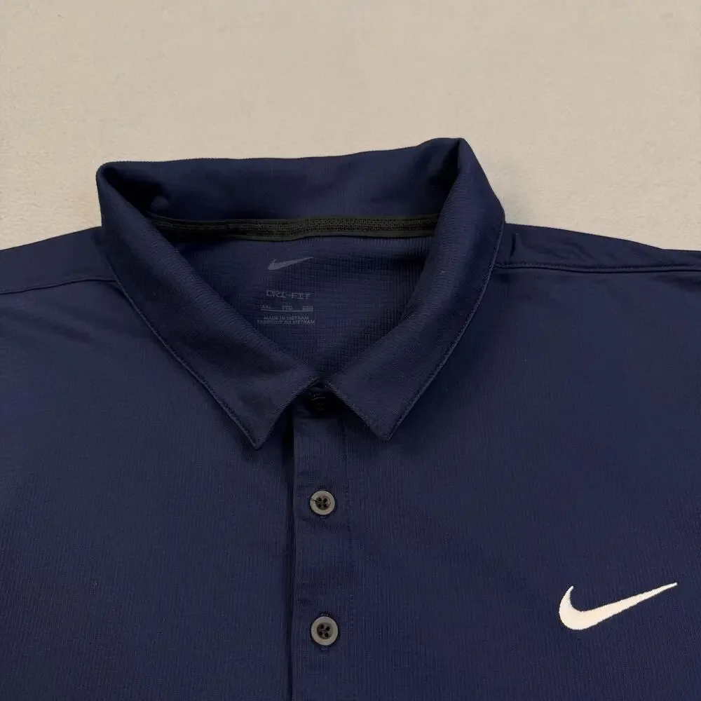 Nike Dri-FIT Victory Golf Polo Mens 2XL Blue Solid Performance Stretch Top